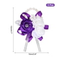 thumbnail image 2 of 3Pcs Wrist Corsage Artificial Flower Bracelets Rose Wrist Bride Groom Decorative for Wedding Ceremony Prom Purple, 2 of 5