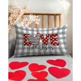 thumbnail image 3 of 12x20 Inch Valentine''s Day Pillow Cover - ''Love Like Jesus'' Script with Grey Buffalo Plaid and Red Love Hearts - Romantic Farmhouse Decorative Cushion Case for Home, Sofa, and Couch Decor, 3 of 6