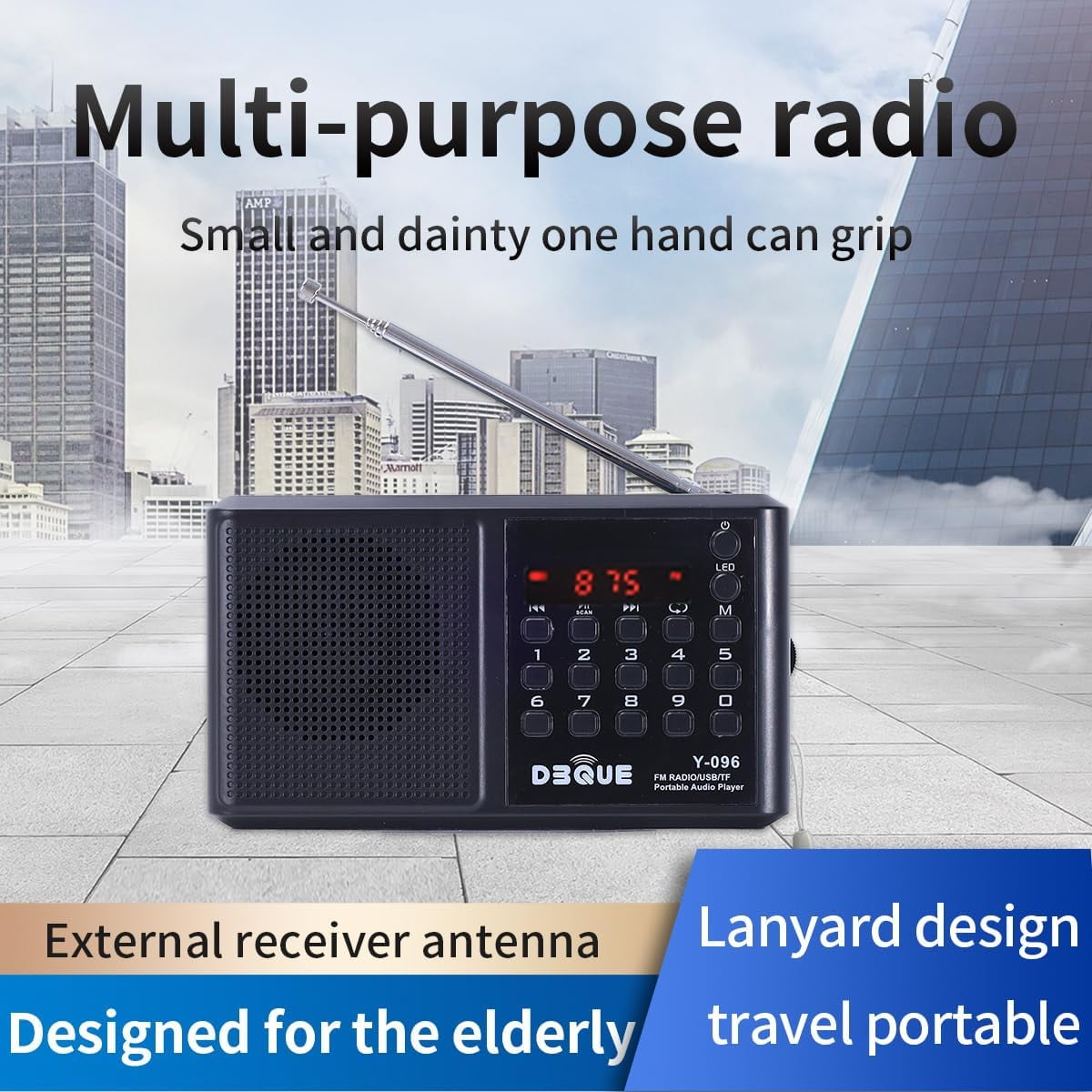 Portable AM FM Radio with Bluetooth Speaker, USB/TF Playback MP3 Player with USB-C Fast Charging, Auto Scan Save, Rechargeable Battery for Home Outdoor Use BT 5.0 Radio (Black)