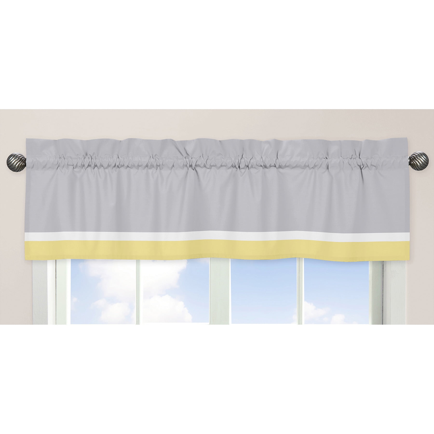 Sweet Jojo Designs Gray Yellow And White 54 Inch X 15 Inch Window Treatment Curtain Valance For Mod Garden Walmart Com Walmart Com