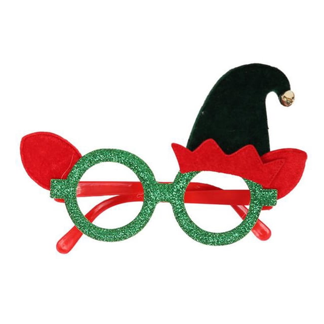 Fiudx Decoración Navideña de Gafas, Marco de Plástico Resistente, Tela, 12 Estilos Únicos, Decoración para Fiestas Navideñas, Divertido Accesorio para Juegos de Rol, Regalo Ideal para Fiestas, Tamaño