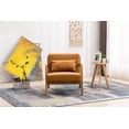 thumbnail image 4 of Dayalane Modern Accent Chair, Oak Wooden Armchair Linen Upholstered Sofa Chair with Back, Mid Century Reading Chair for Living Room Bedroom Reception Room, Orange, 4 of 9