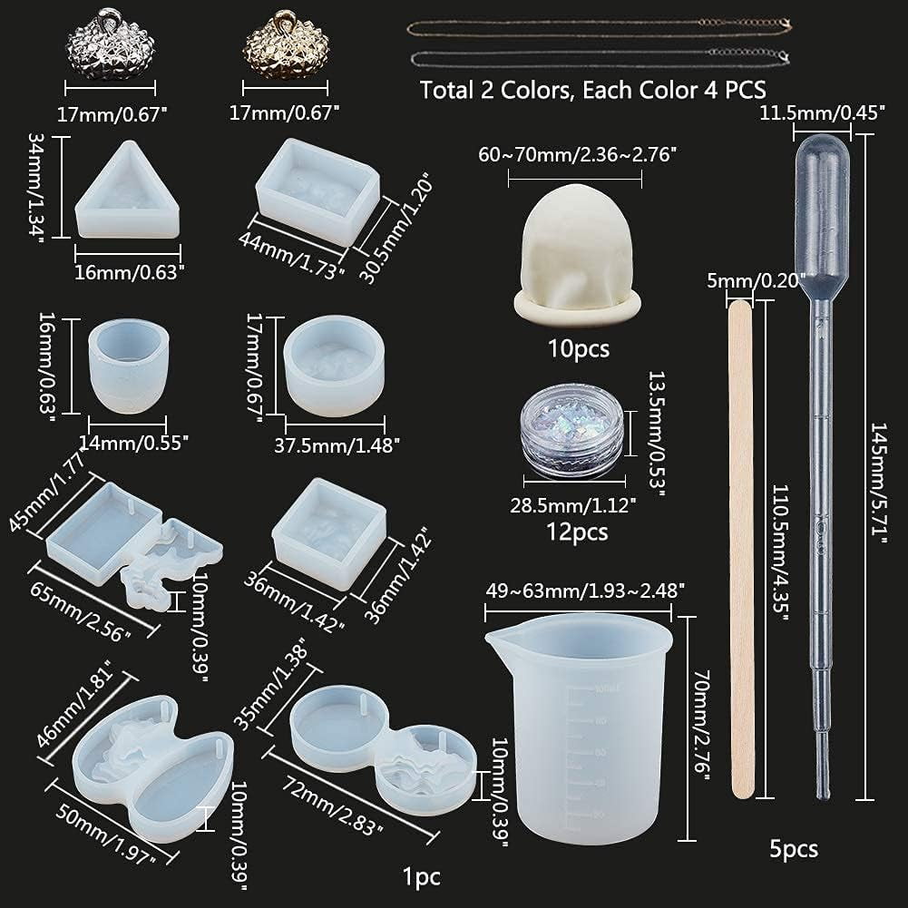 8 Shapes Epoxy Resin Mold Dangle Charms Kit Pine Cones Ocean Wave Silicone Molds with Hanging Hole and Tools DIY