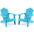 thumbnail image 1 of Gymax Chaise Adirondack pour Enfants Chaise d'Extérieur pour Enfants avec Dossier Haut Incliné Turquoise, 1 of 9