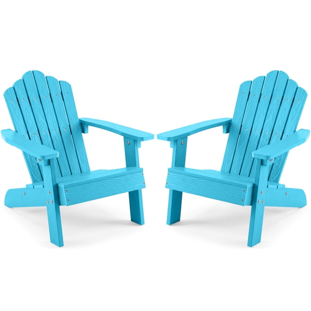 Gymax Chaise Adirondack pour Enfants Chaise d'Extérieur pour Enfants avec Dossier Haut Incliné Turquoise