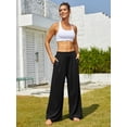 thumbnail image 4 of Pantalones Palazzo FireSwan para mujer, pierna ancha, tela gofrada negra, 4 of 6