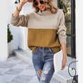 thumbnail image 3 of Sudadera de talla grande para mujer, sudadera de punto con bloques de color, informal, holgada, de manga larga, elegante, de invierno, con cuello alto, cálida, de línea gruesa, informal, de, 3 of 4