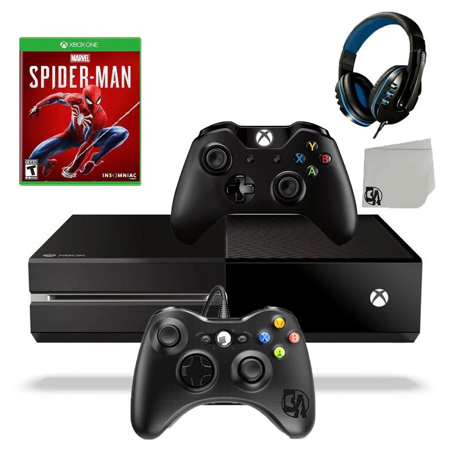 Pre owned Microsoft Xbox One Original 500GB Gaming Console Black Headset 2 Controller Included with God of War Game Bolt Axtion Bundle