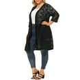 thumbnail image 4 of MODA NOVA Junior's Plus Cardigan Lace Open Front 3/4 Sleeve Bolero Cardigan  Black 4X, 4 of 6