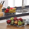 thumbnail image 3 of Double Rectangular Countertop Fruit Storage Basket, Food Storage Basket (Black, Metal), 3 of 3