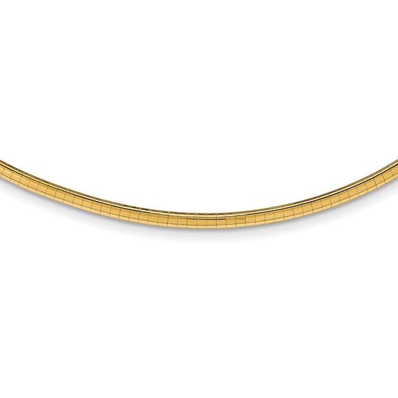 14K Yellow Gold Omega Chain Necklace 3 mm Domed 16 inch
