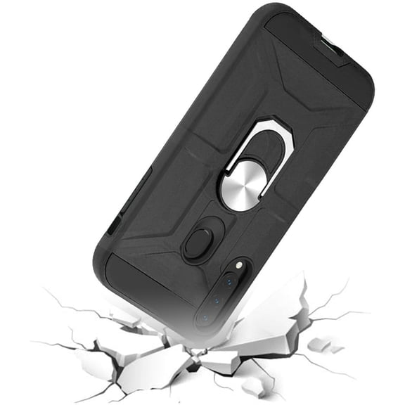 For Samsung Galaxy A02S Cases with Stand Kickstand Ring Holder [360° Rotating] Armor Dual Layer Work with Magnetic Car Mount Hard Cover ,Xpm Phone Case [Black]