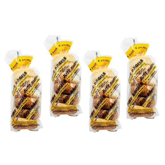 Just Bagels - Asiago Bagels - 24 Count (4 six packs), 24oz Bag - Non-GMO - All Natural - NY Bagels