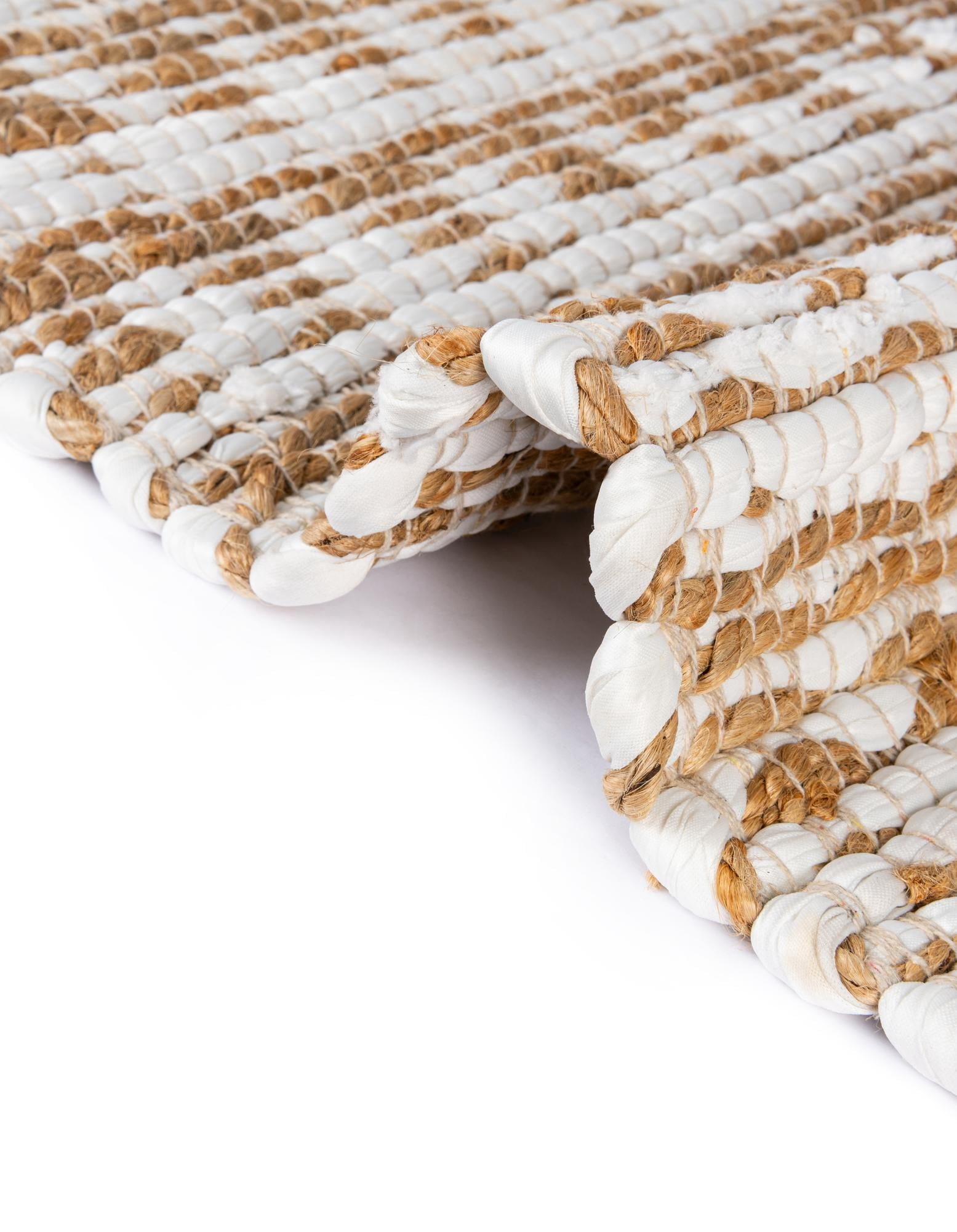 Unique Loom Chindi Jute Collection Area Rug (10' x 14' 1" Rectangle White/Natural)