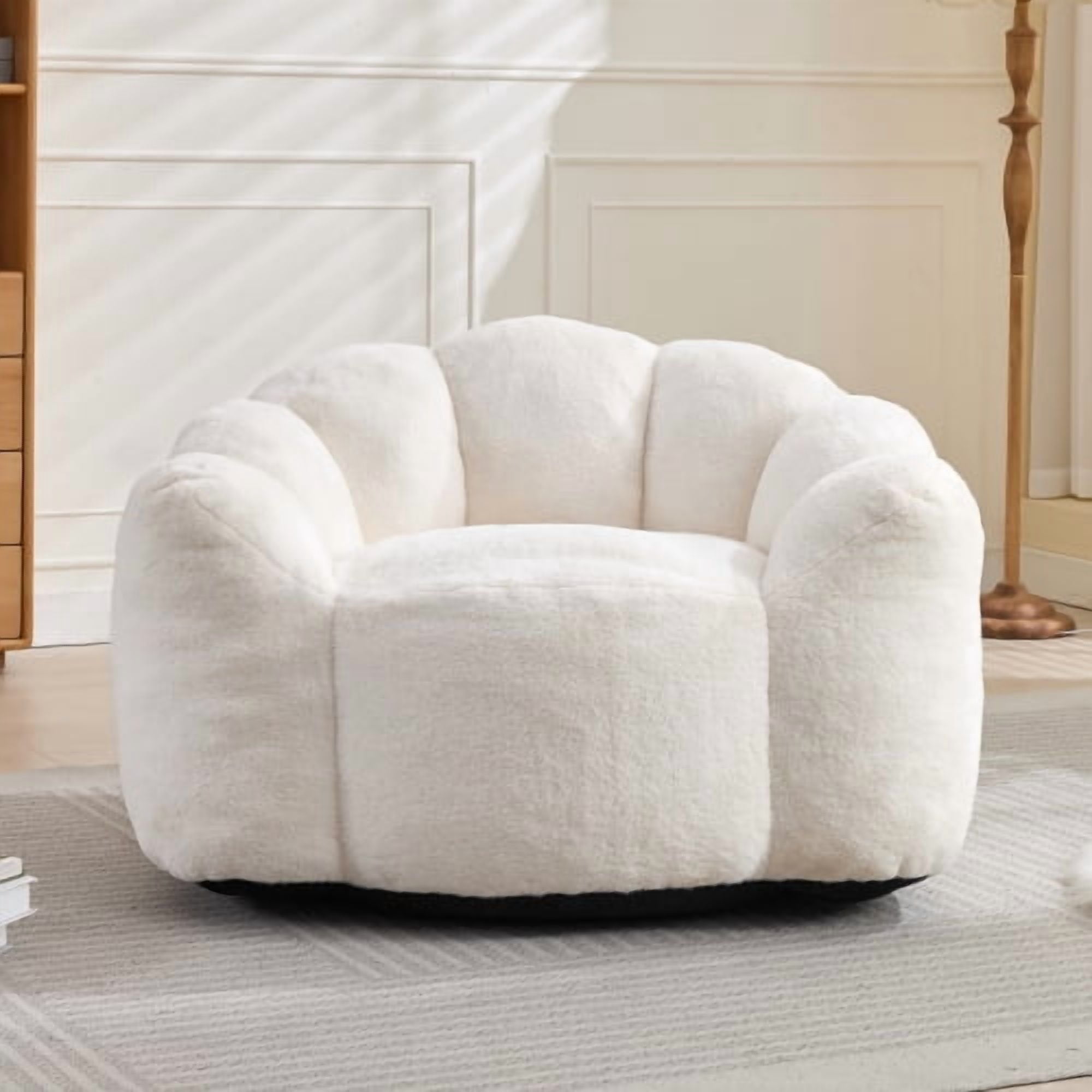 Bean Bag Sofa Lotus type compression – No Assembly, Portable Comfort for Living Room, Bedroom, White