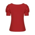 thumbnail image 6 of AherBiu Womens Tops Dressy Casual Low Cut Zip up Bubble Short Sleeve Blouse Ladies Elegant Shirts, 6 of 6