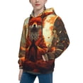 thumbnail image 2 of Kdxio Maple Leaf Meditating Fox Pattern Boys Athletic Unisex Boys Girls Hoodie with Pocket Sweatshirts-Medium, 2 of 6