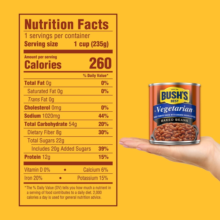Bush's Vegetarian Baked Beans, Navy Beans, Plant-Based Protein