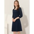 thumbnail image 3 of INSPIRE CHIC Women's Square Neck Ruffle Trim Sheer 3/4 Sleeve Chiffon Mini Dress 2 L, 3 of 5