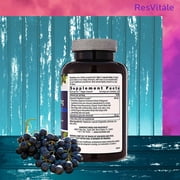 ResVitale Resveratrol 250mg - Anti Aging Antioxidants Supplement for Heart Health & Immune Support - Natural Trans Resveratrol Supplement with Grape Extract & Quercetin, 120 Veggie Caps
