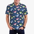 thumbnail image 4 of Vsdgher Colorful Cartoon Shark Print Men's Short Sleeve Stretch Polo Shirt, Moisture-Wicking Performance Polo Shirt, 4 of 8