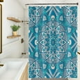 thumbnail image 3 of Green Mandala Shower Curtains Unique Bohemian Print Boho Paisley Floral Bathroom Decor Shower Curtain Sets with Hooks Waterproof Polyester Fabric, 72 x 72 Inch, 3 of 6