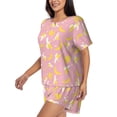 thumbnail image 3 of Womens Pajama Sets With Pocket, Cute Sweet Banana Pink Lounge Sets Short Sleeve Sleepwear PJ Sets for Women, 3 of 6