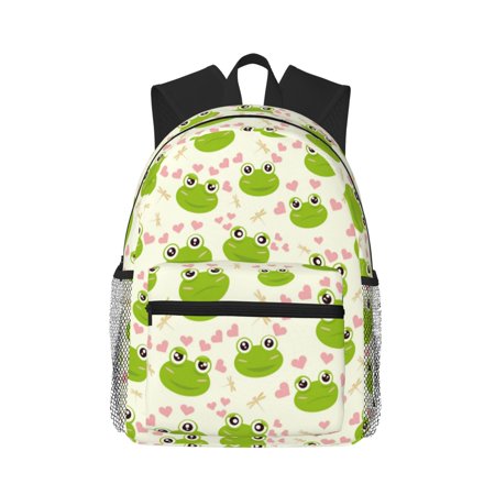 Defioc Green Frog Pattern Laptop Backpack for Men and Women Casual Backpack Dayback Sports Bookbag for Travel Running Hiking