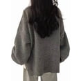 thumbnail image 3 of Women'S Long Sleeve Crewneck Jumper with Side Slit, Casual Soft Ribbed Knit Fall Winter Pullover Sweater, 3 of 7
