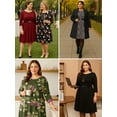 thumbnail image 5 of SHOWMALL Womens Plus Size Casual Dresses Purple Red 4X Shift Dresses 3/4 Sleeves Casual Dress Boat Neck Flowy Dress with Pockets, 5 of 9
