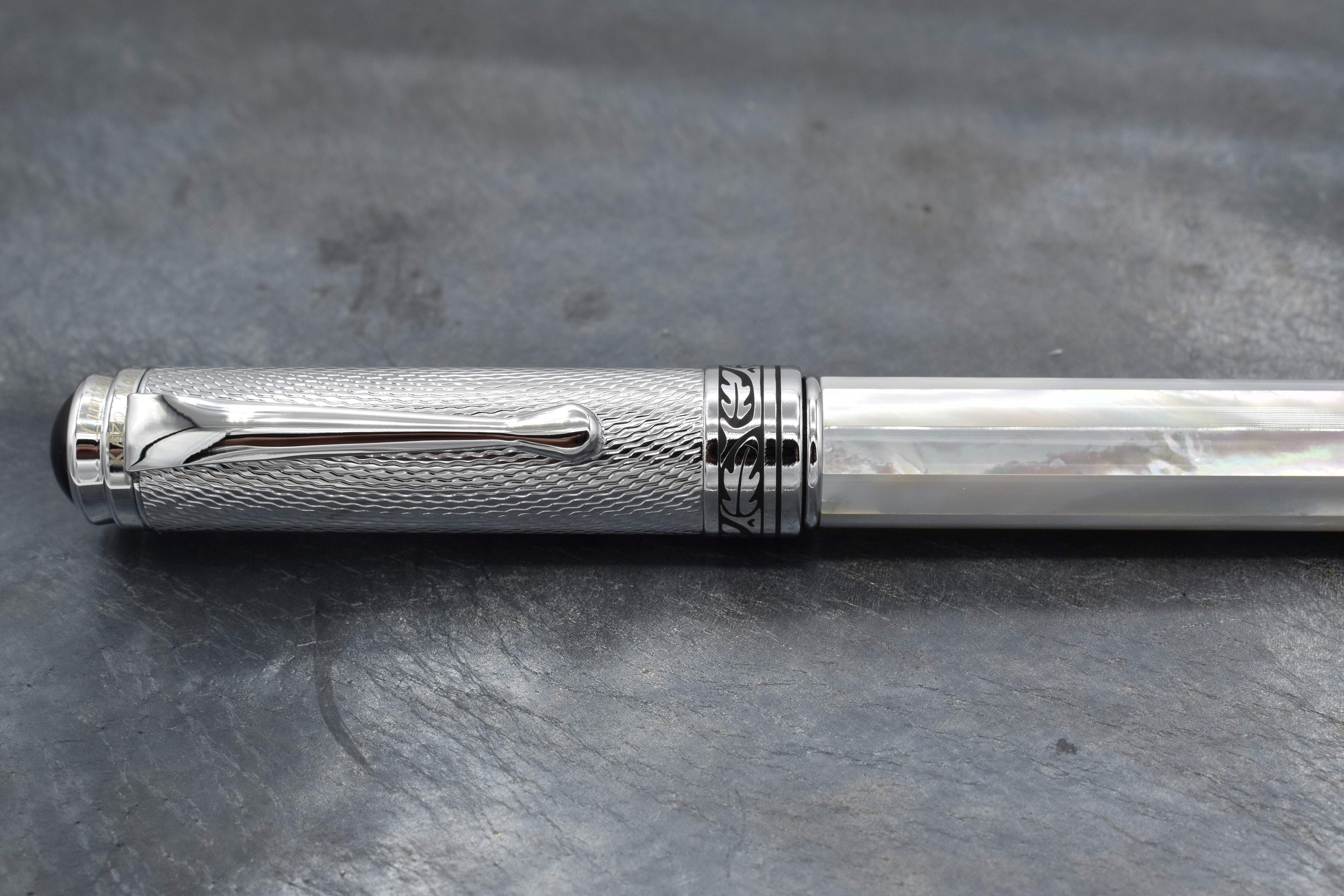 Xezo Xezo Maestro® Oceanic White Mother of Pearl Rollerball Pen - Chrome Cap