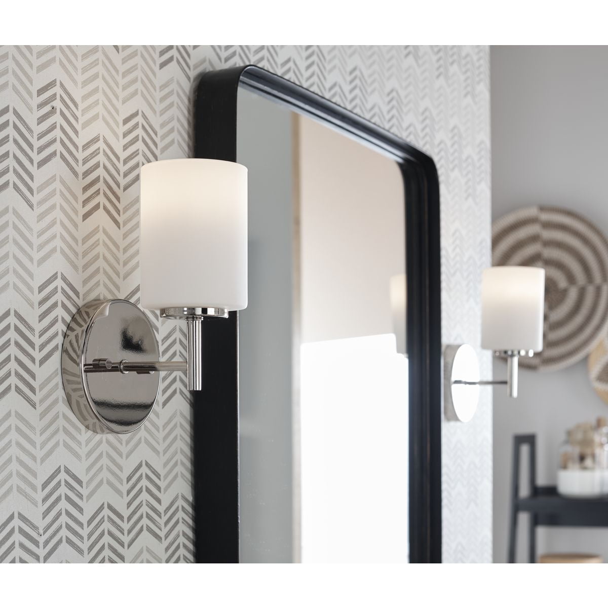 Progress Lighting Replay Collection 9.75" 1 Light Polished Nickel Etched Glass Bath Vanity Light