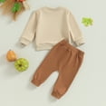 thumbnail image 6 of Toddler Baby Girl Boy Halloween Outfit Pumpkin Crewneck Sweatshirt Long Sleeve Shirts Top and Pants Set Fall Winter Clothes, 6 of 7