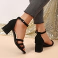 thumbnail image 3 of Strappy Heels for women Open Toe Chunky Block Heels Buckle Sandals for Women Comfortable Wedding Party Dress Shoes Summer Low Heel Sandals, 3 of 9