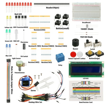 LCD Project Beginner Starter Kit for Arduino UNO R3 Mega 2560 Nano Servo with Motion Sensor, Potentiometer, Resistor and (Best Arduino Starter Kit For Beginners)