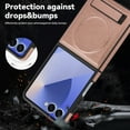 thumbnail image 6 of Magnetic for Samsung Galaxy Z Flip 7 PU Leather Case, Compatible with Magsafe, Built-in Invisible Stand, Premium Ultra Slim Adjustable Kickstand Protective Phone Case for Galaxy Z Flip 7, Rosegold, 6 of 9