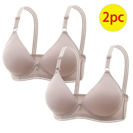 TrendVibe365 Womens Bras Comfortable Pack of 2 No Wire Push up Bralette Padded Triangle Adjustable Strap Corset Top Full Coverage Crop Cami Top Comfort Lingerie Gray 36/80