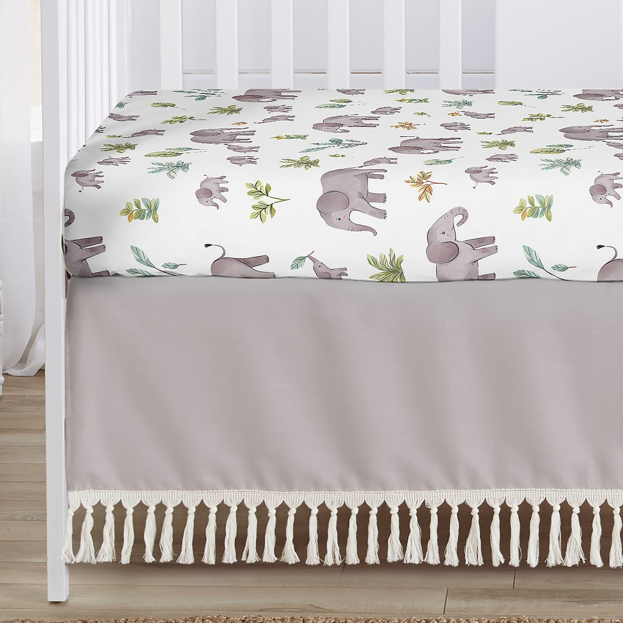 Sweet Jojo Designs Watercolor Elephants Boy, Girl, Unisex/Gender Neutral Crib Bedding + BreathableBaby Breathable Mesh Liner