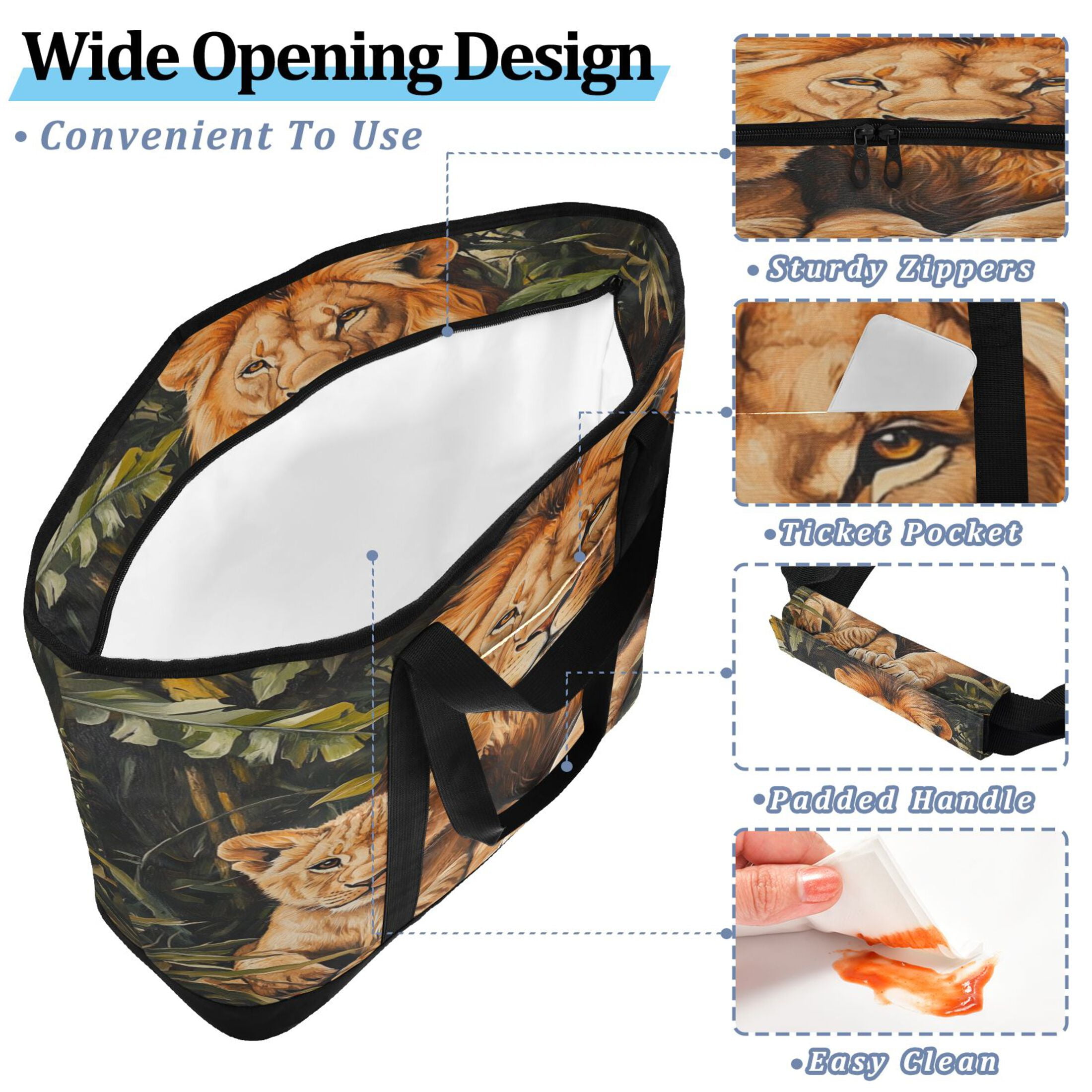 Large Hand-held Ice Pack Picnic Bag Insulation and Refrigeration Suitable for Shopping Picnics and Camping Yellow Lions
