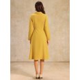 thumbnail image 5 of DARING DIVA Wrap A-Line Pleated Midi Long Sleev Dress Small Yellow, 5 of 6
