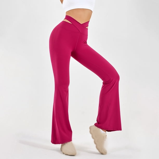 MKLEKYY Leggings de cintura alta para mujer, calados, acampanados, para yoga y fitness, informales, modernos, para entrenamiento