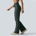 thumbnail image 6 of Women Straight Leggings Bottoms Wide Leg Pants High Waist Stretchy Comfy No Front Seam Yoga Workout Gym Pants (Dark Green,S), 6 of 6