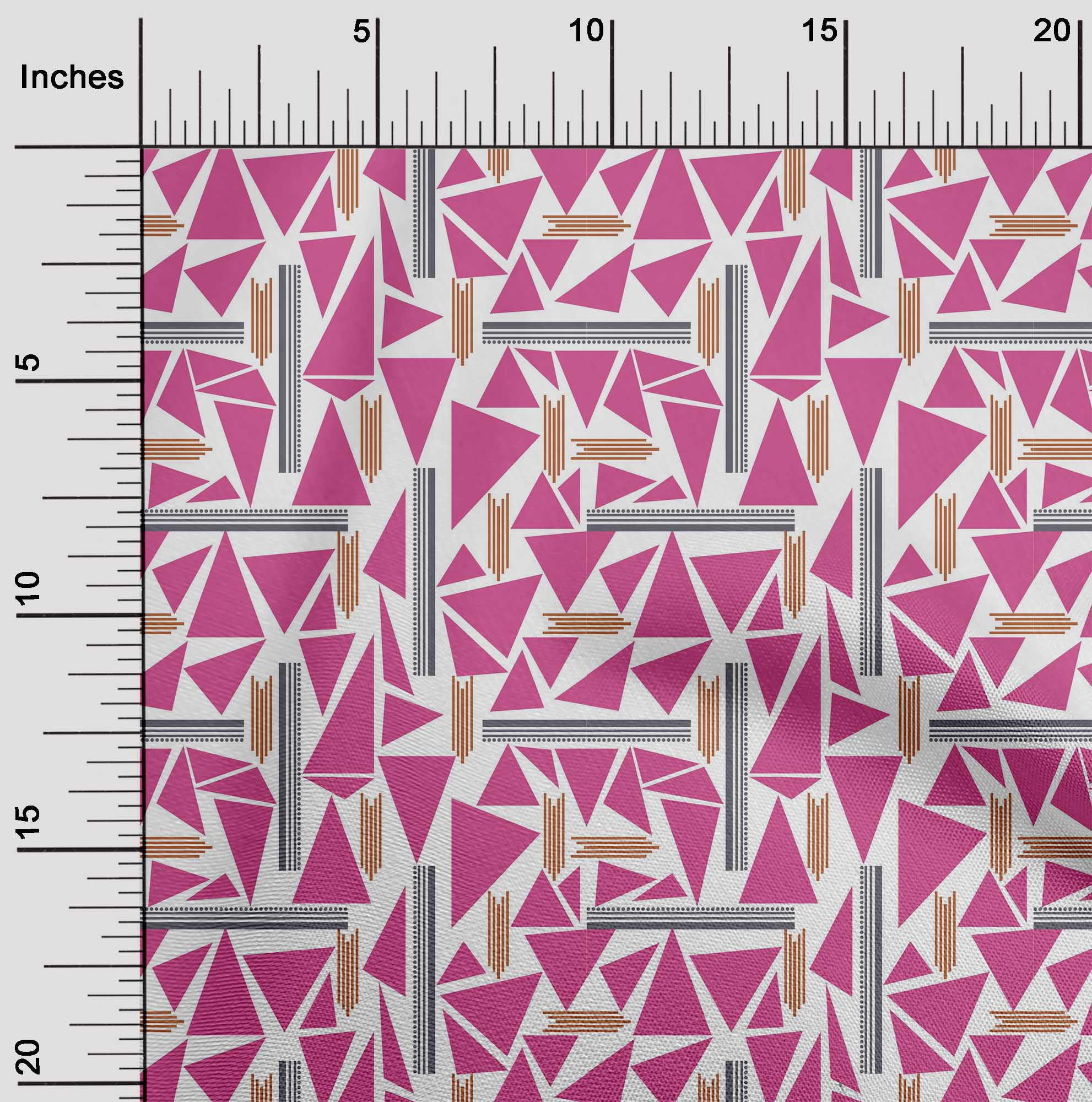 oneOone Organic Cotton Poplin Twill Fabric Triangle & Line Geometric ...