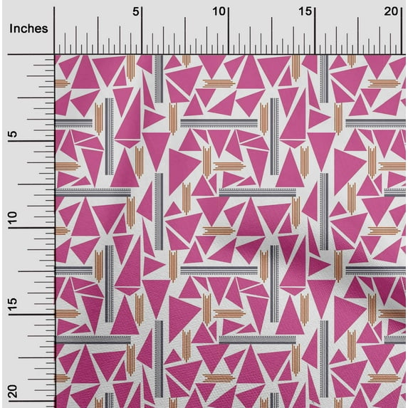 oneOone Cotton Silk Fabric Triangle & Line Geometric  Printed Craft Fabric BTY 42 Inch Wide