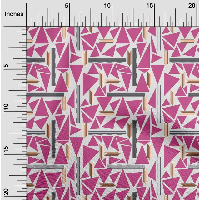 oneOone Cotton Cambric Fabric Triangle & Line Geometric Print Fabric By The Yard 56 Inch Wide