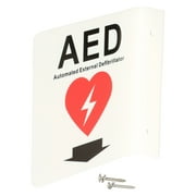 American Hospital Supply Dual Sided AED Sign - White Coated Emergency Sign