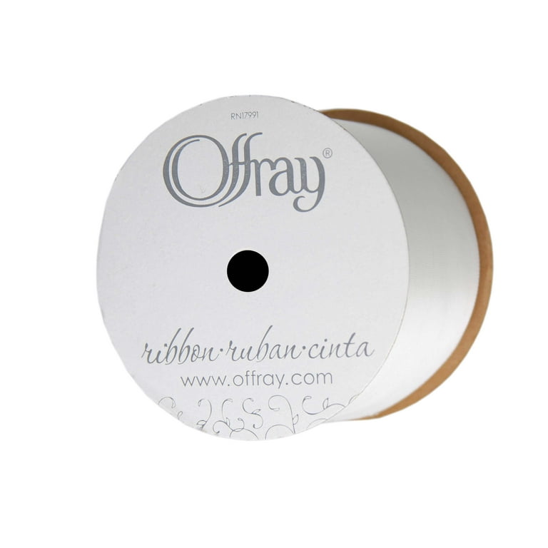 Offray Ribbon, White 1/4 inch Double Faced Satin Polyester Ribbon, 10 yards  