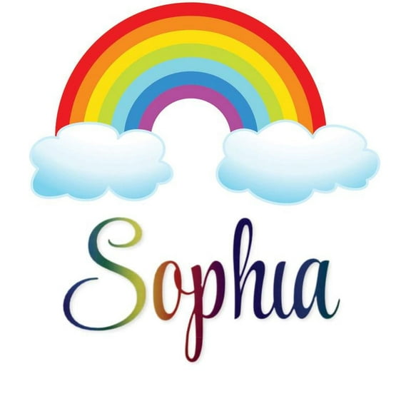 Personalized Name Vinyl Decal Sticker Custom Initial Wall Art Personalization Decor Rainbow Clouds Kids Baby Nursery Room Children Bedroom 16 Inches X 16 Inches