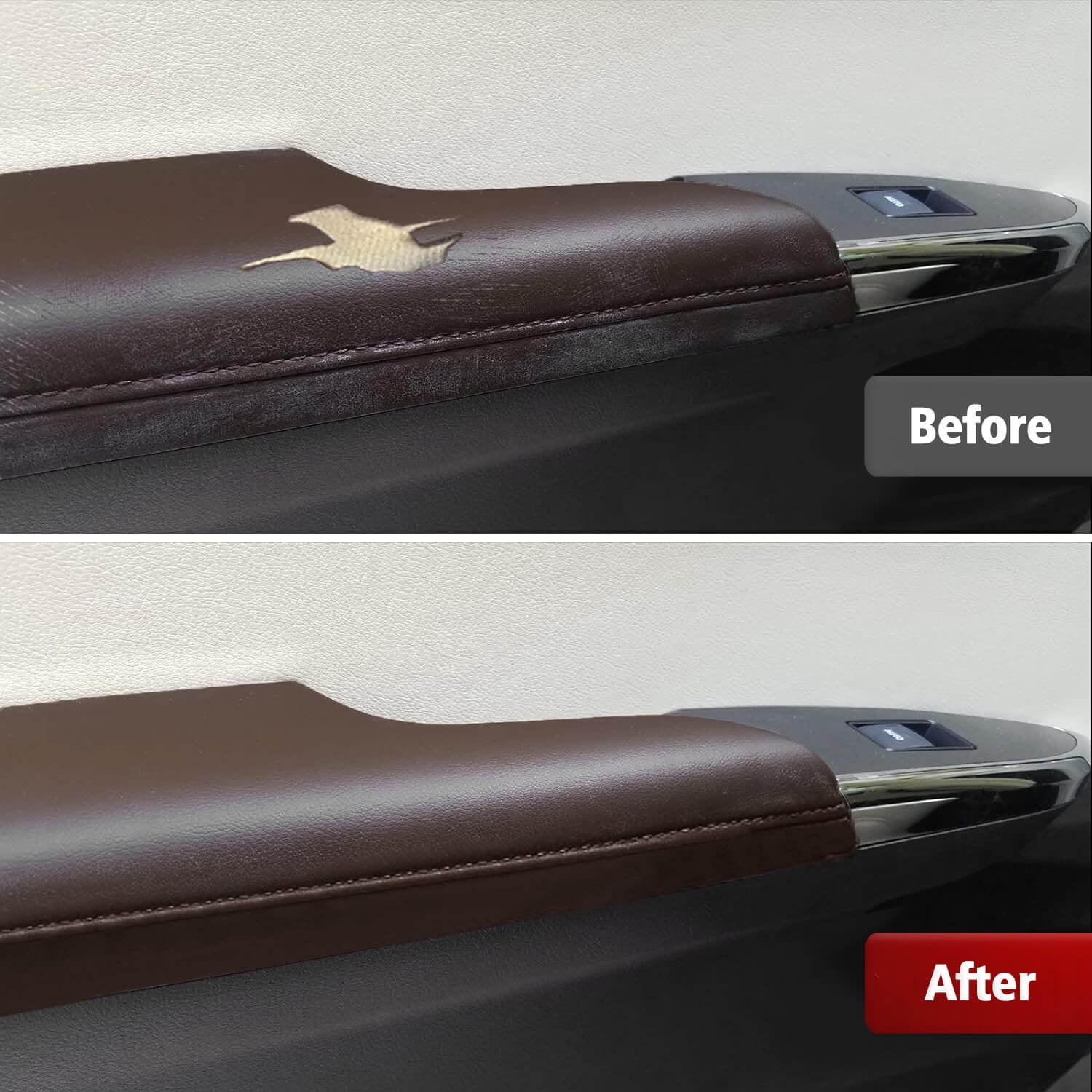 KBH Front Door Panel Armrest Cover Replacement for Toyota Avalon 2013-2018, Anti-Scratch Leather Arm Rest Skin Upholstery, 1 Pair, Brown (Leather Part Only)