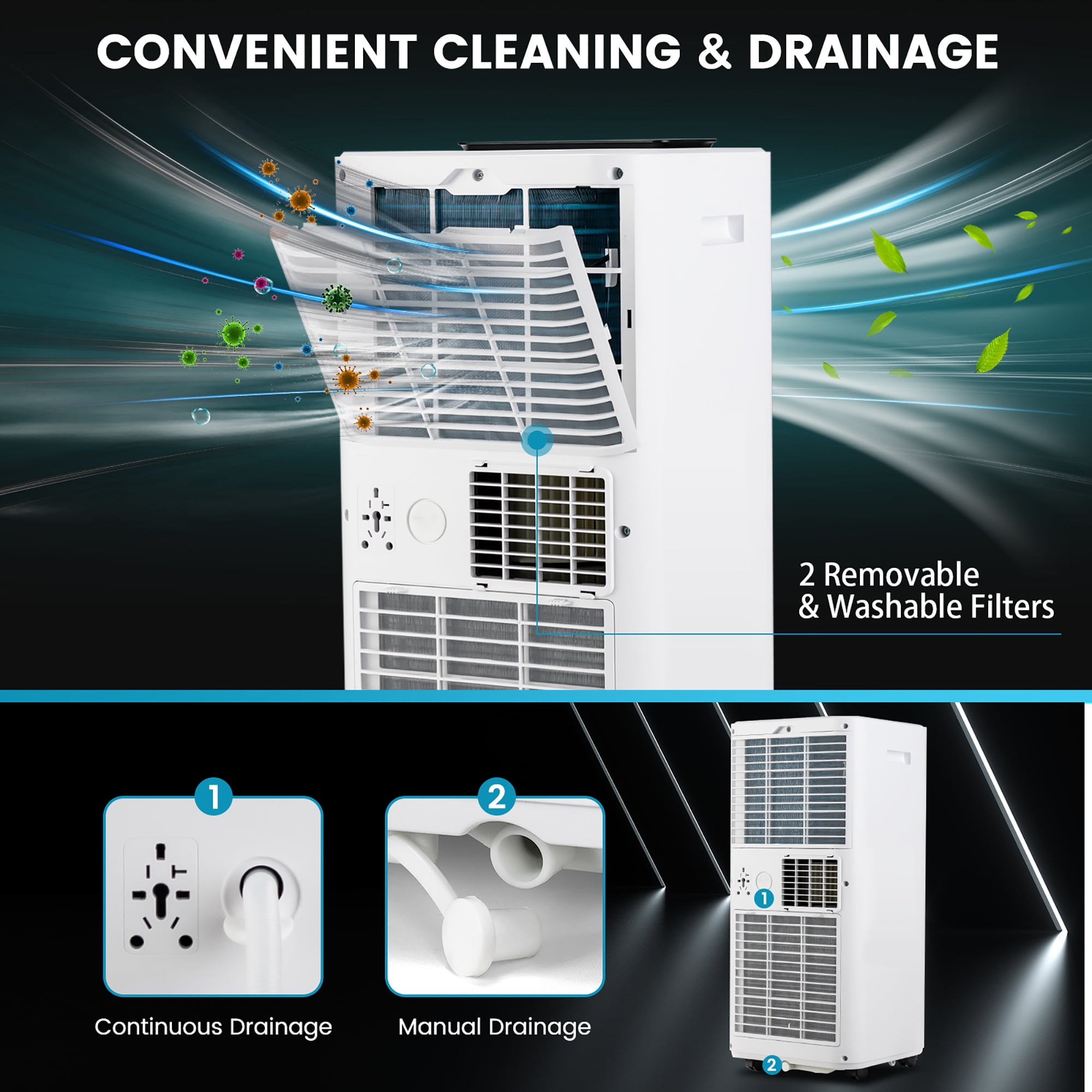 Costway 8000 BTU Portable Air Conditioner 3-in-1 AC Unit with  Cool Fan Dehum Sleep Mode